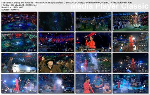 Coldplay &amp; Rihanna - Princess Of China (Paralympic Games 2012 Closing Ceremony) HDTV 1080i скринлист