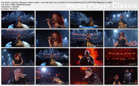 Eminem, Rihanna, Adam Levine - Love the Way You Lie (Part II) (Live at Grammy 2011) HDTVRip скринлист