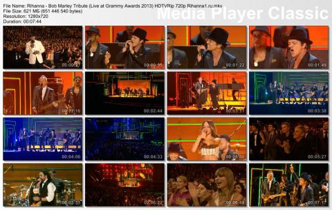 Rihanna - Bob Marley Tribute (Live at Grammy Awards 2013) HDTVRip 720p скринлист