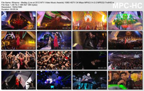 Rihanna - Cockiness (Love It) &amp; We Found Love (Live at MTV Video Music Awards 2012) HDTV 1080i скринлист