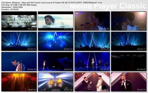 Rihanna - Stay and We Found Love (Live at X-Factor UK 09.12.2012) HDTV 1080i скринлист