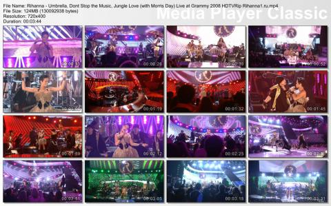 Rihanna - Umbrella, Don&#039;t Stop the Music, Jungle Love (with Morris Day) Live at Grammy 2008 HDTVRip скринлист