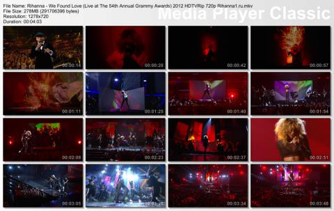 Rihanna - We Found Love (Live at The 54th Annual Grammy Awards) 2012 HDTVRip 720p скринлист